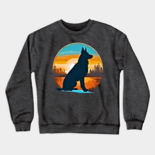 German Shepherd Vintage Sunset Crewneck Sweatshirt